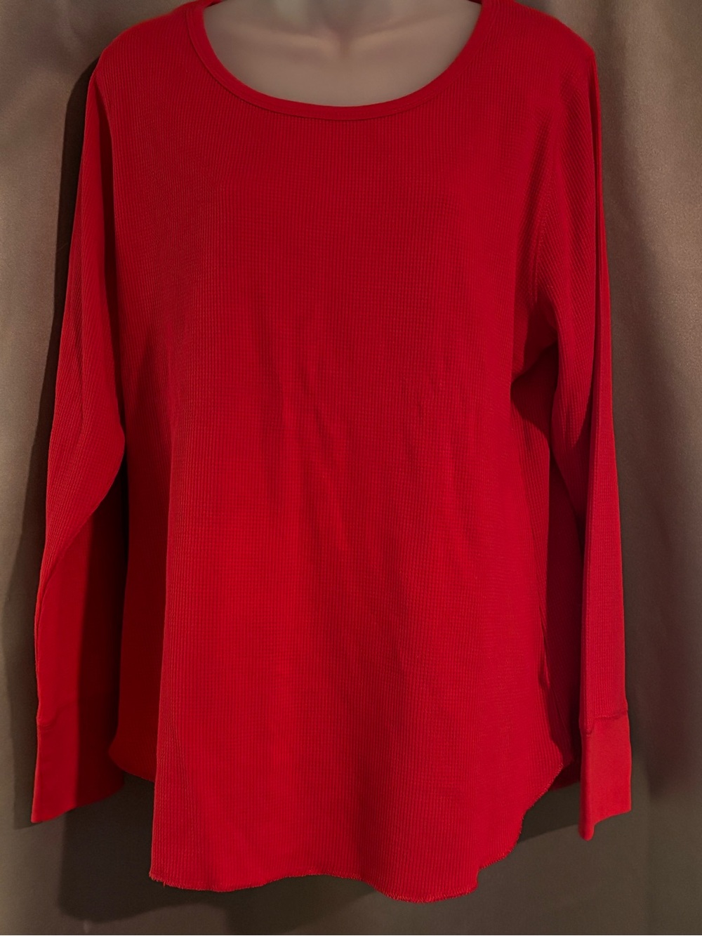 Old Navy Red Long-Sleeve Scoop Neck Waffle Top